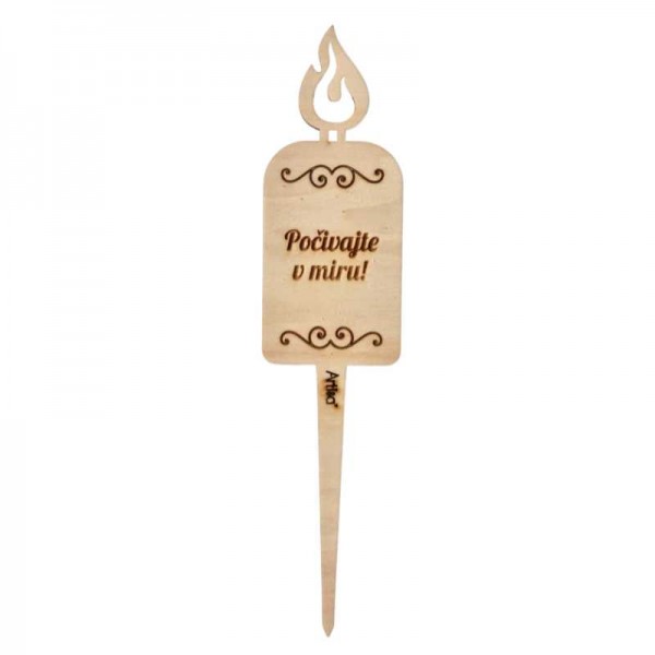 Lesena svečka na pik Počivajte v miru